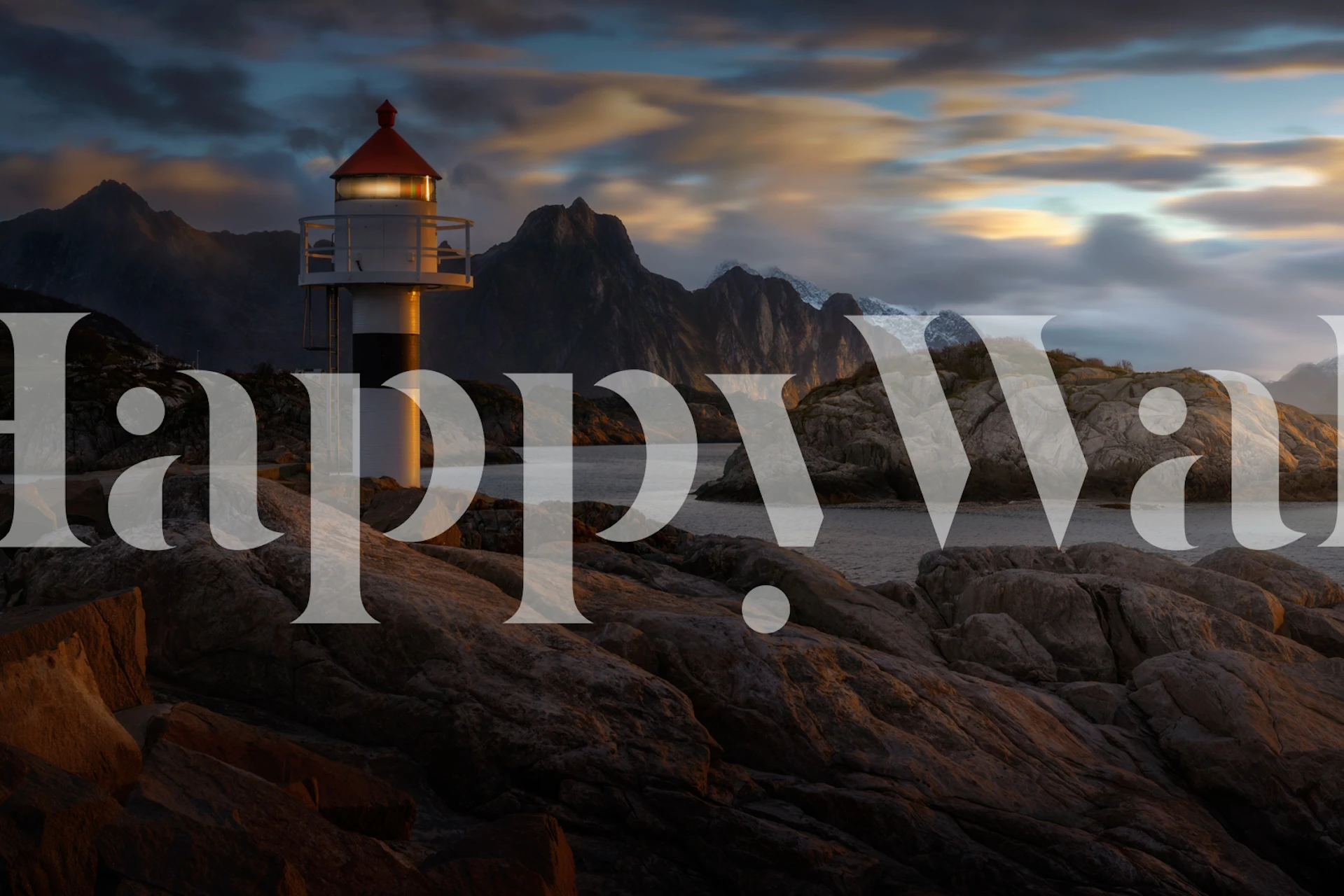 Lighthouse and mountains wallpaper design