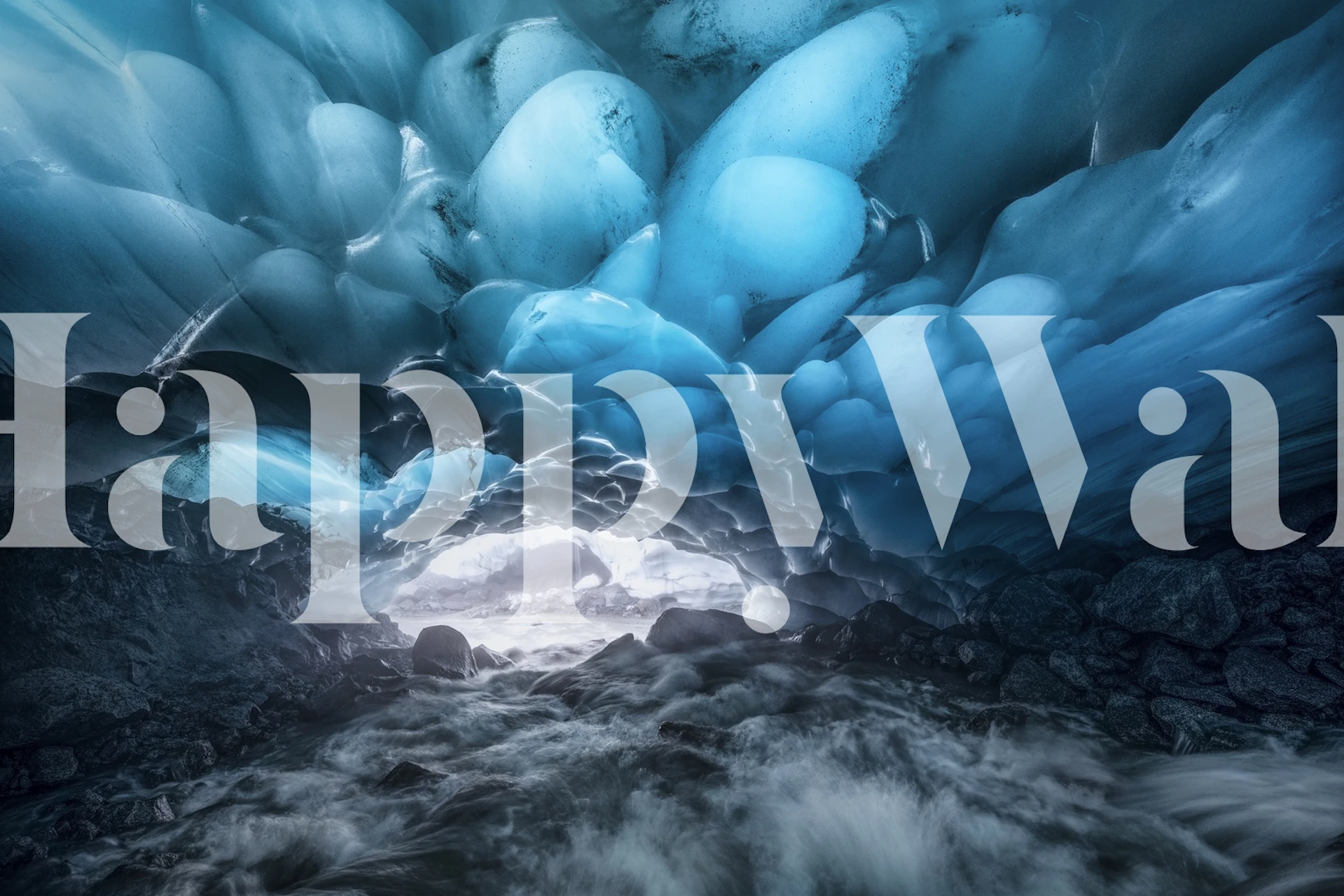 Two Ice Caves wallpaper displayed in a room