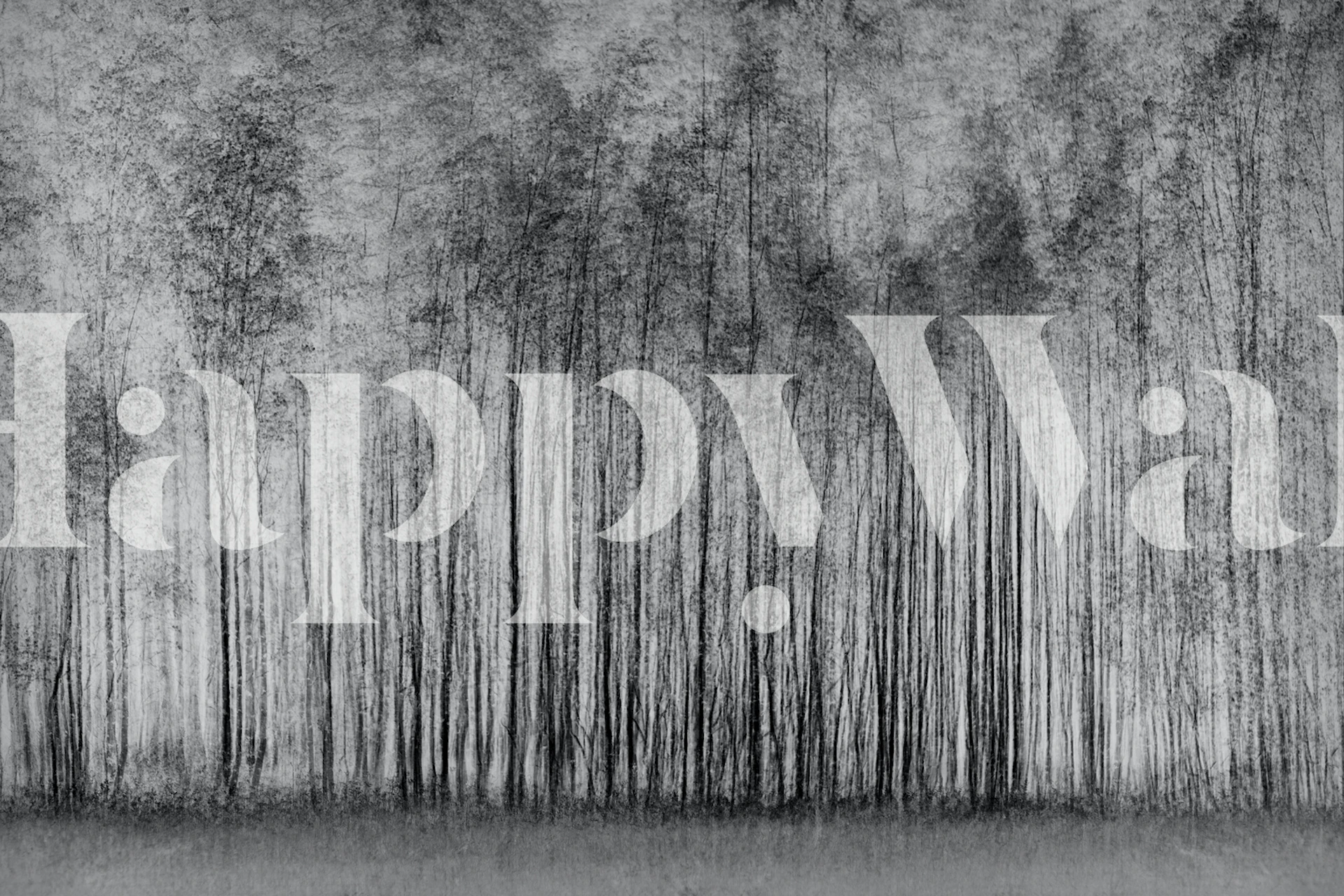 Monochrome forest silhouette with tall trees wallpaper