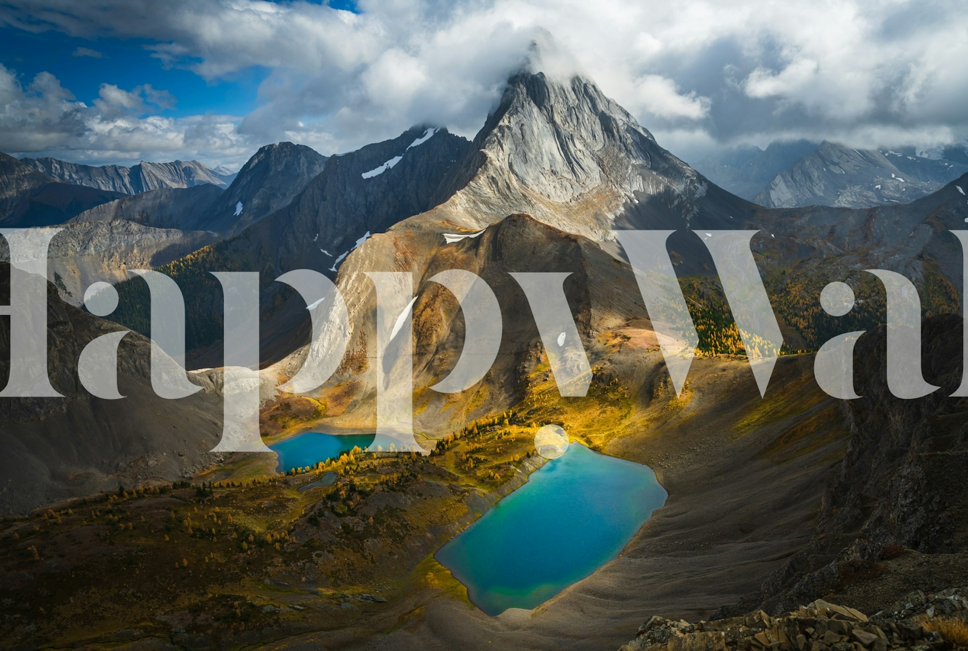 Mountain landscape with blue lakes and autumn foliage wallpaper