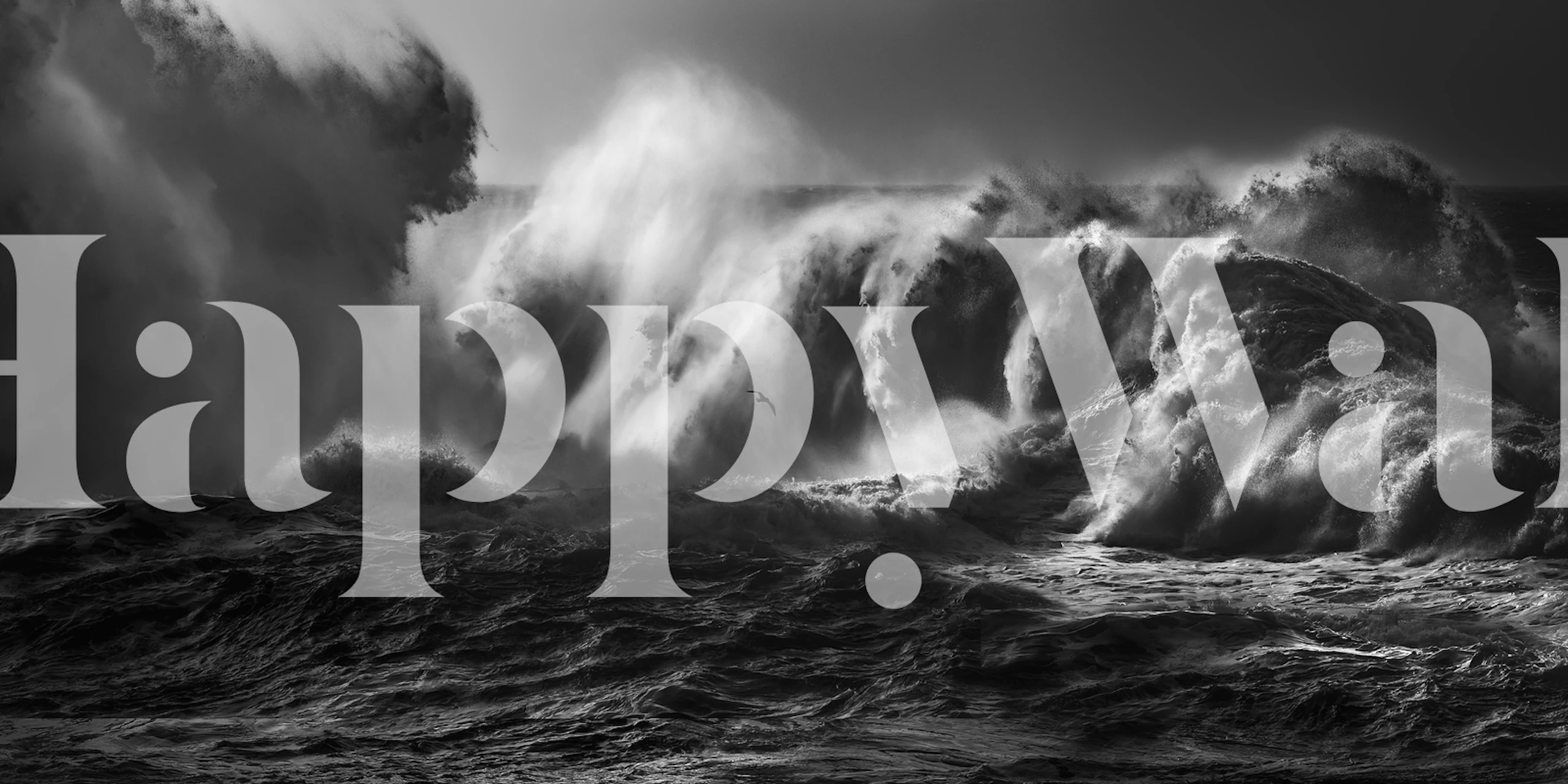 Black and white wall mural depicting the powerful waves of the ocean, evoking the majesty of Poseidon