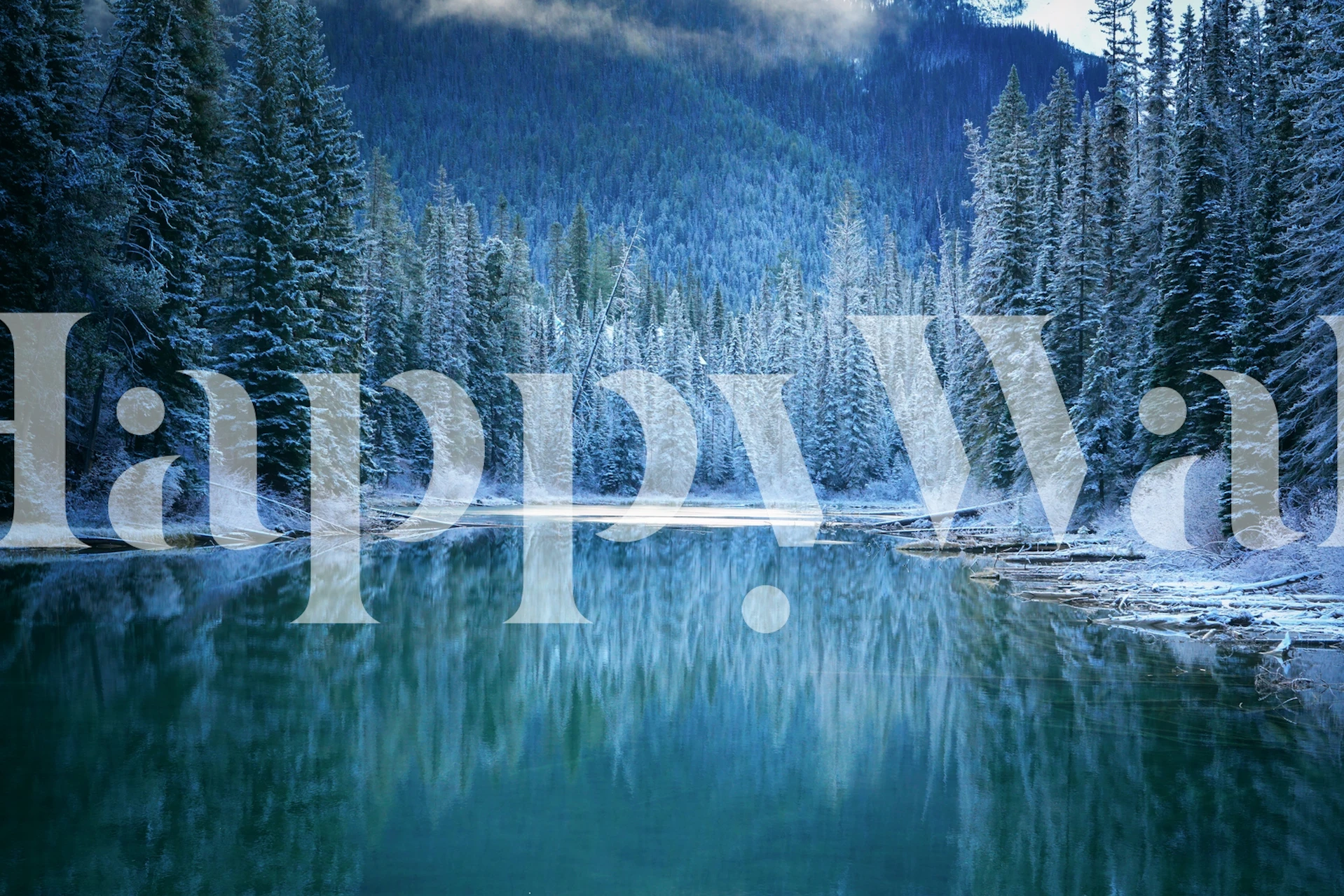 Winter landscape wallpaper in a modern room