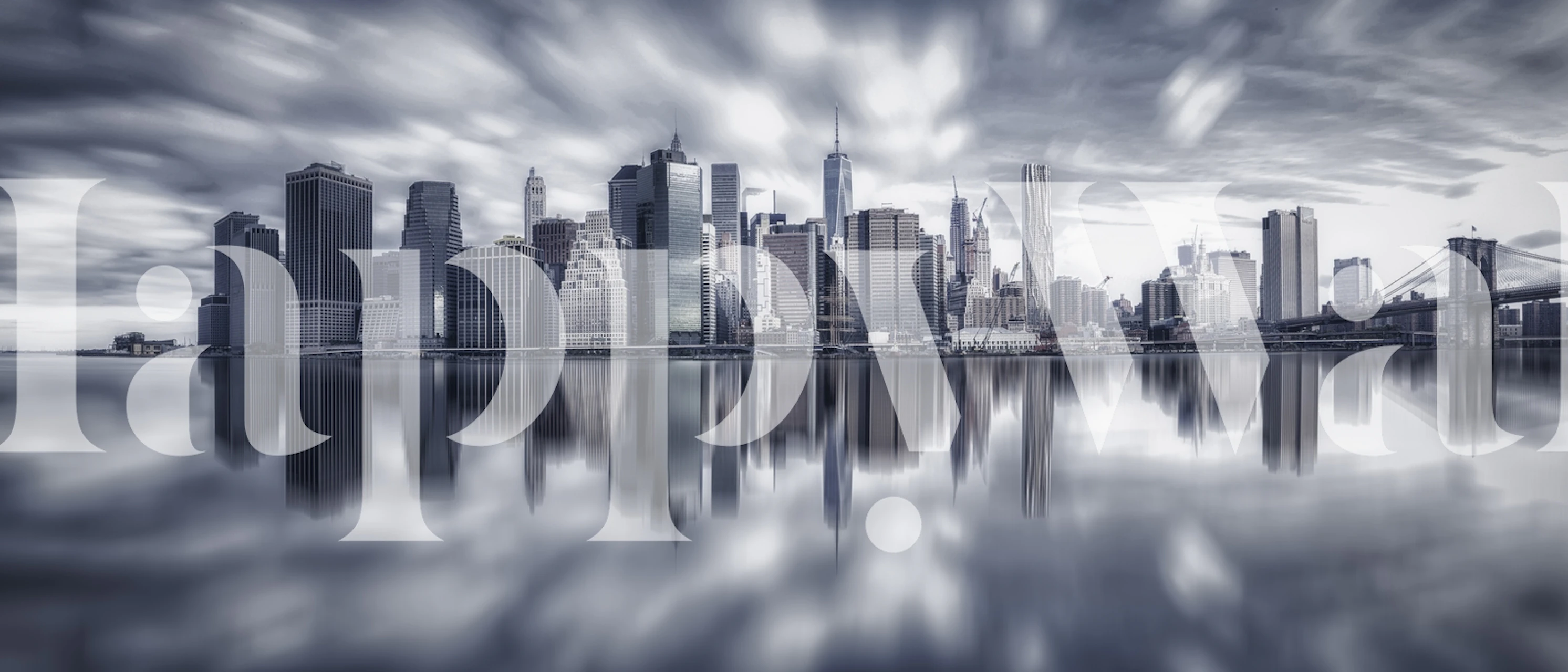 City skyline silhouette reflecting on water at dusk wallpaper