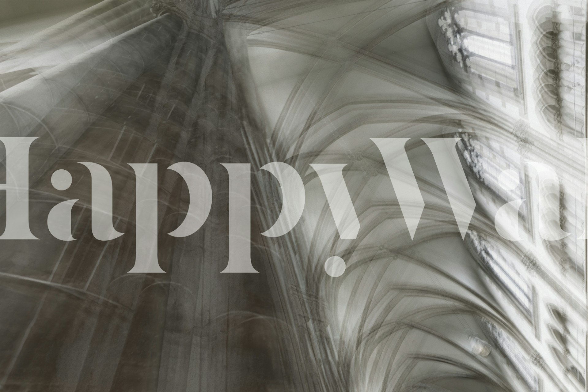 Ethereal view of cathedral arches and windows wallpaper