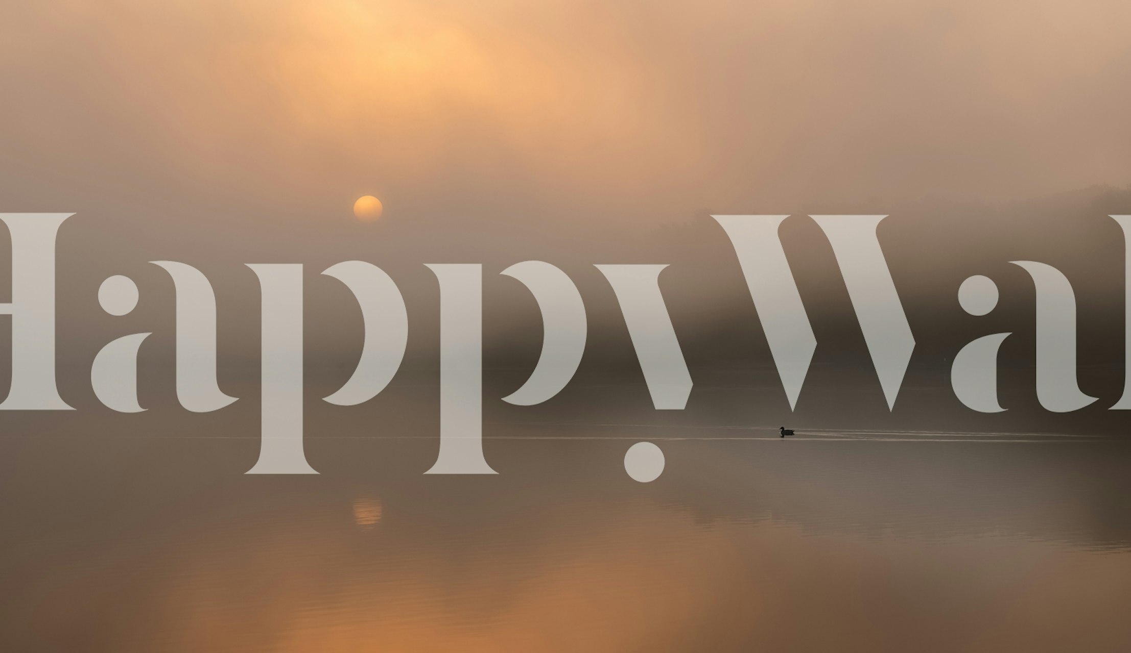 Wall mural featuring a scenic sunrise over water with a solitary figure running in the distance