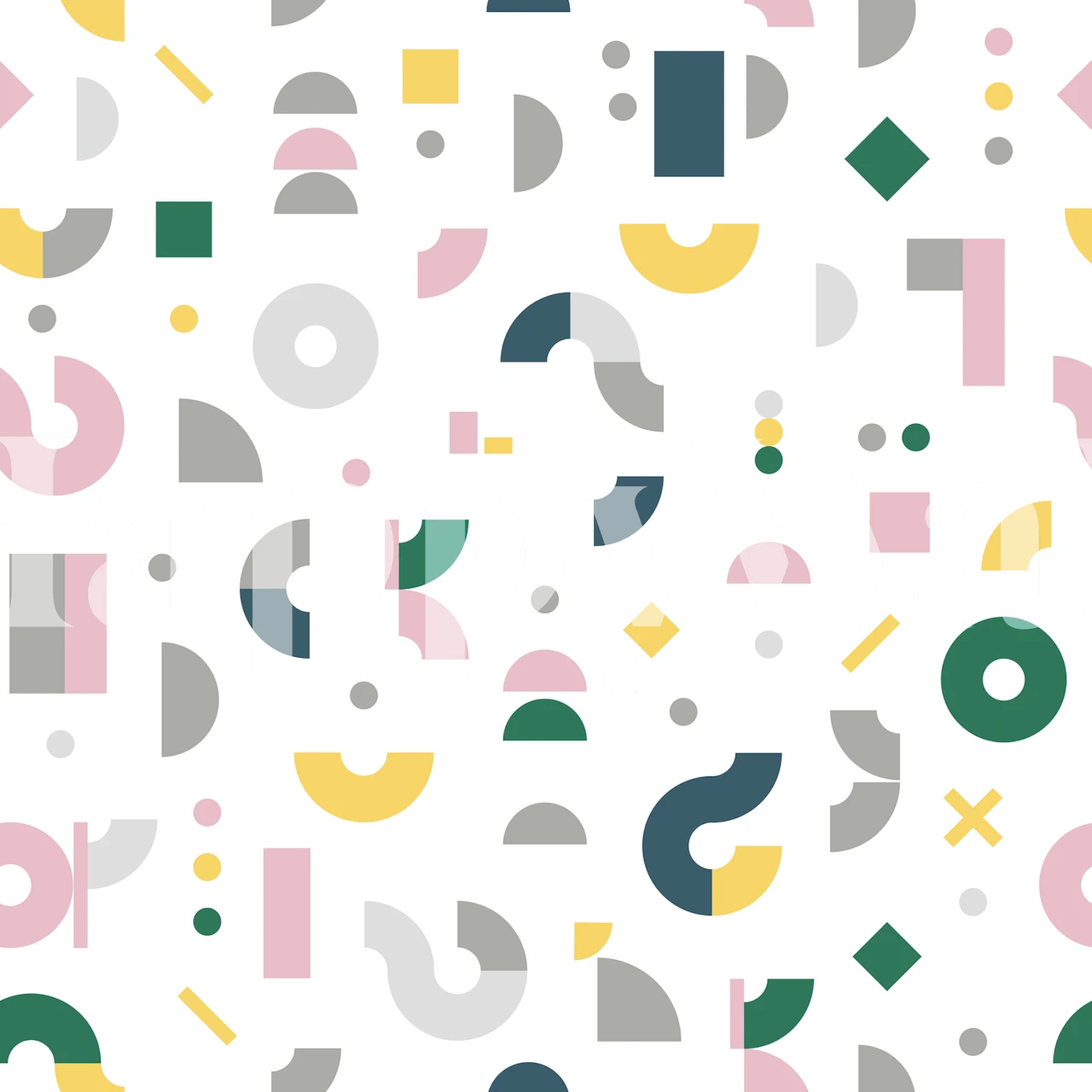 Abstract geometric shapes wall mural in pastel colors