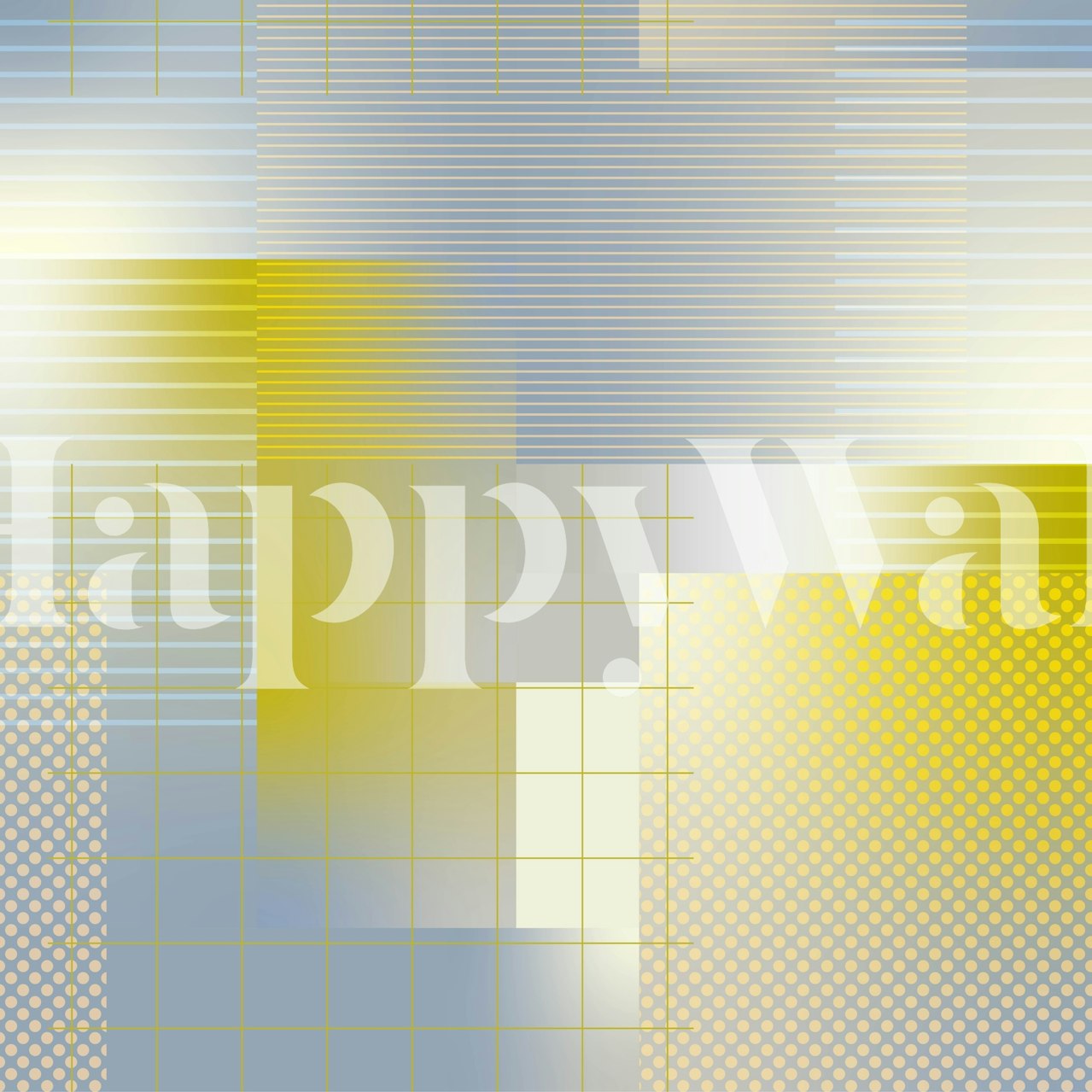 A modern geometric wall mural with gold and silver gradients