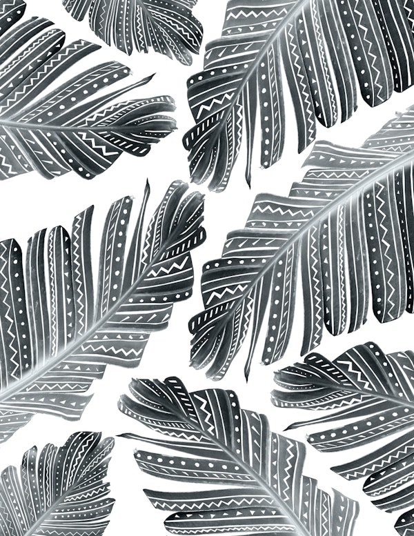 Boho Banana leaves bw 1