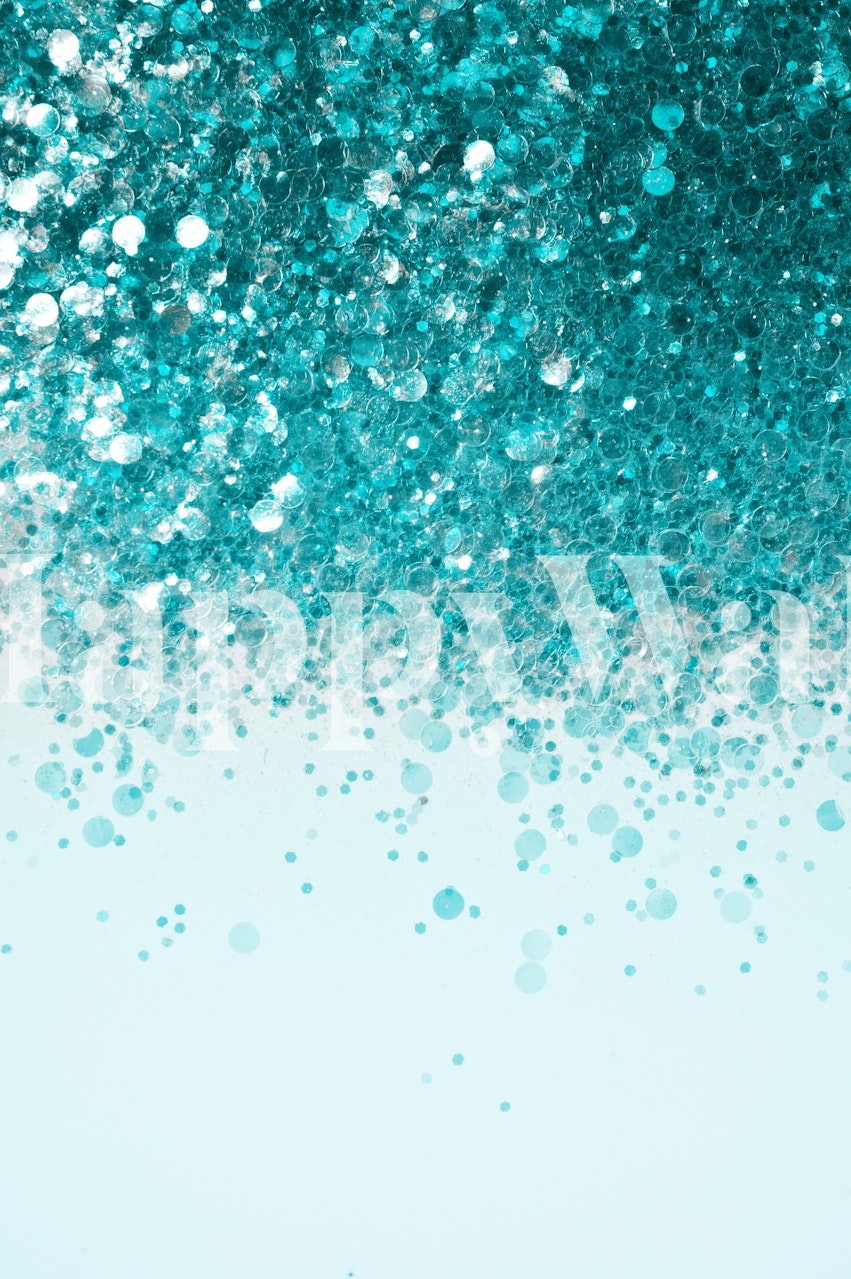 Aqua glitter wallpaper with shimmering round sequins pattern