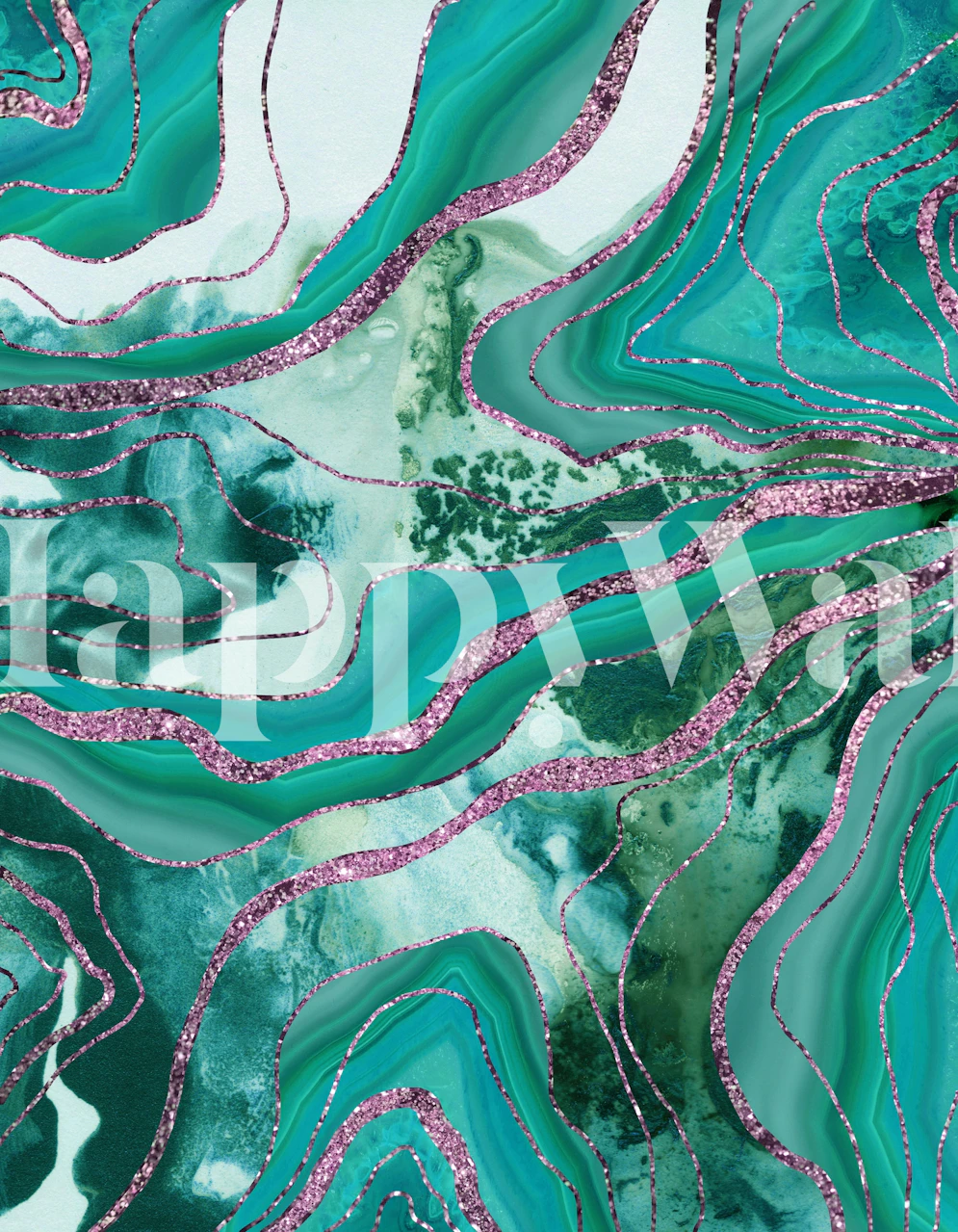 papel de parede Liquid Marble Agate Glitter em um quarto