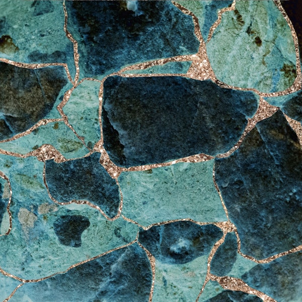 Gemstone Teal Gold Glitter 1