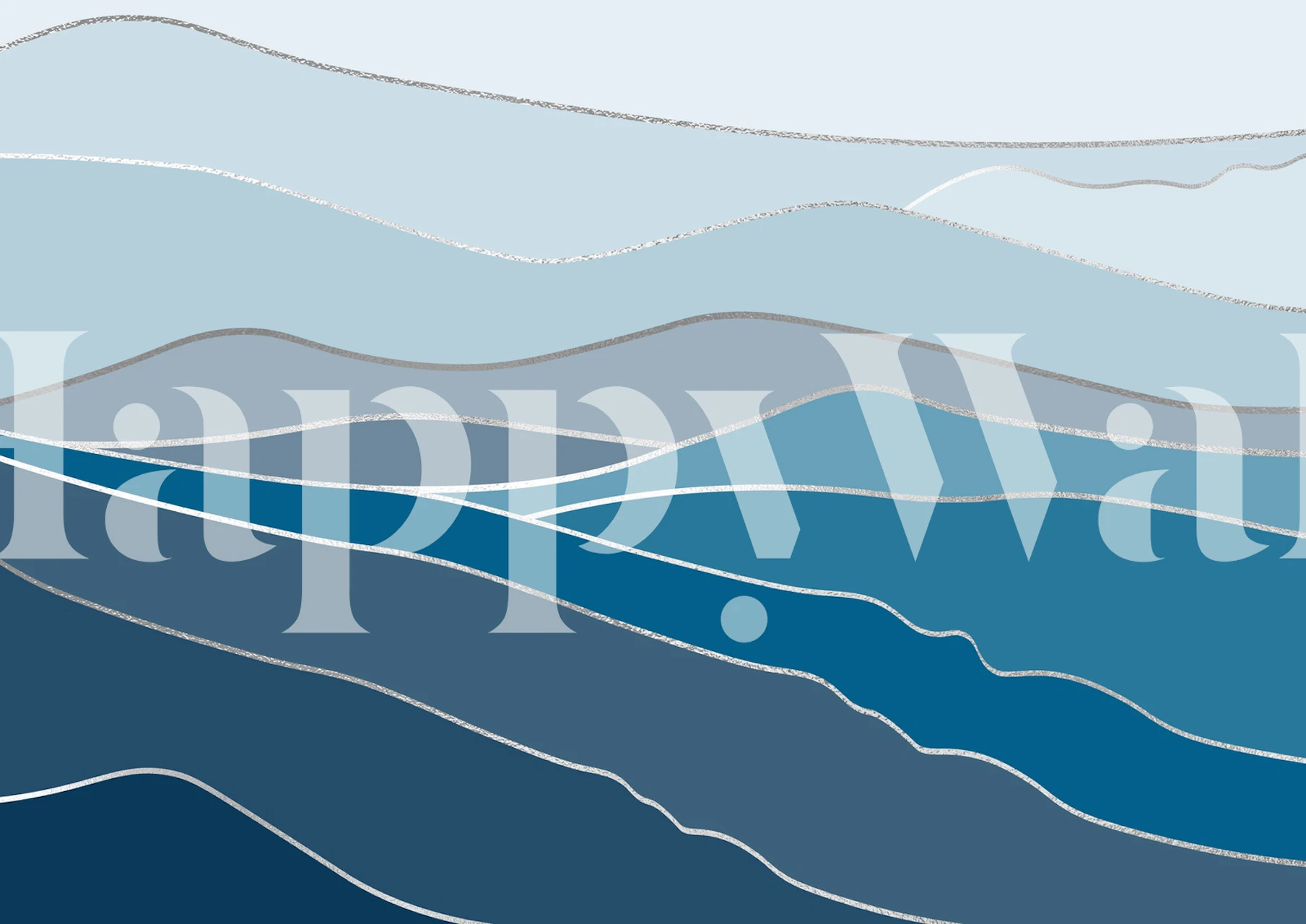 Landscape Blue And Silver wallpaper in a room