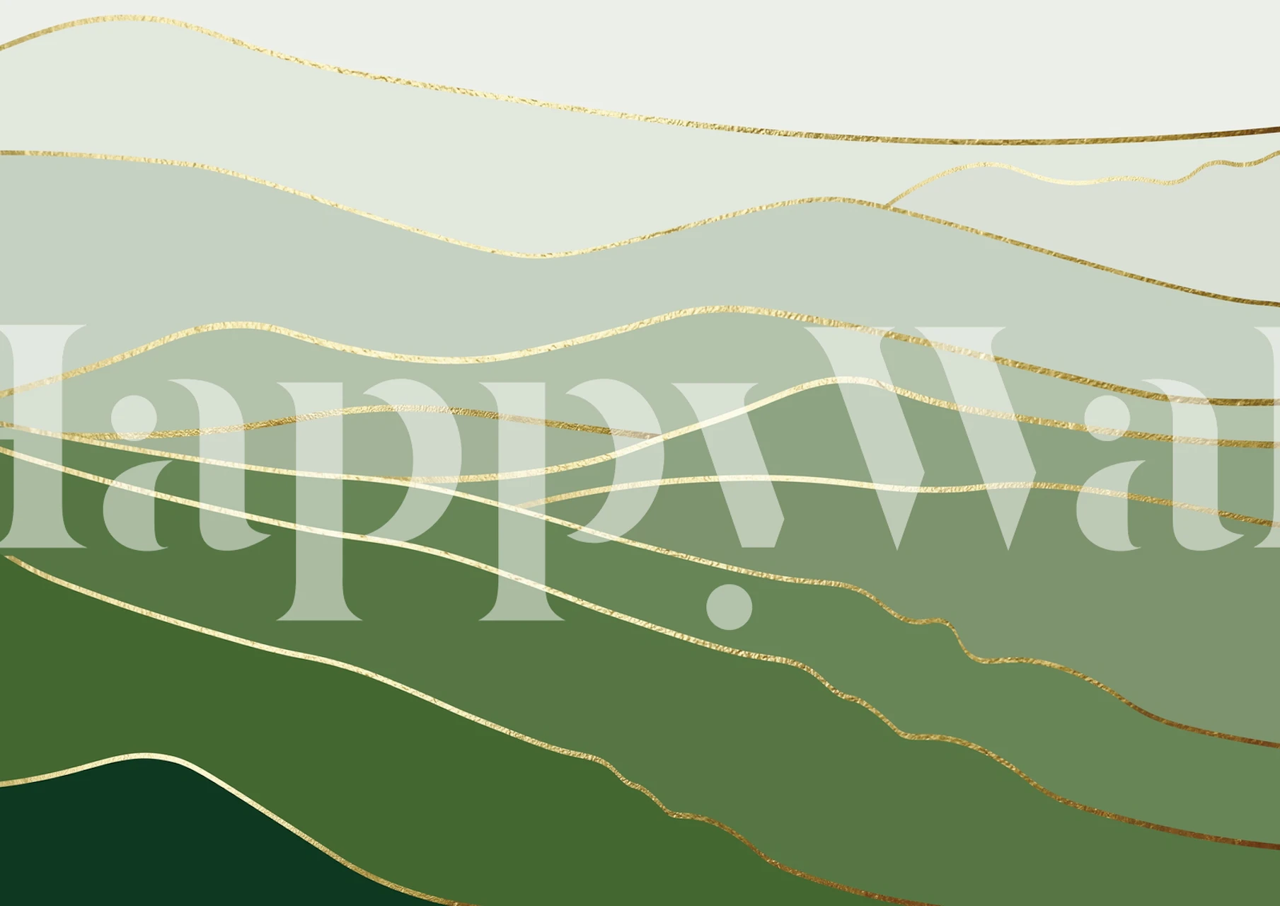 Fototapeta Abstraktní zelené kopce se zlatými akcenty