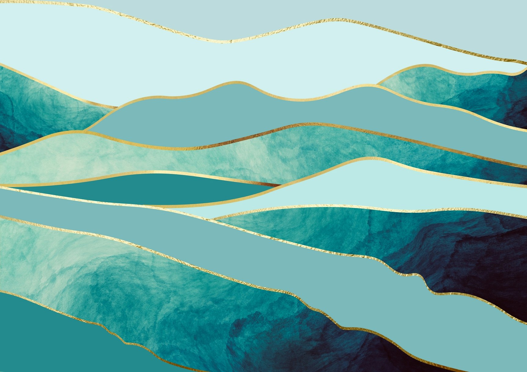 Teal Landscape wallpaper Happywall