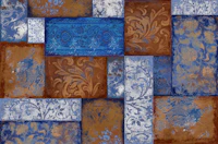 Bohemian Patchwork blue rust papiers peint