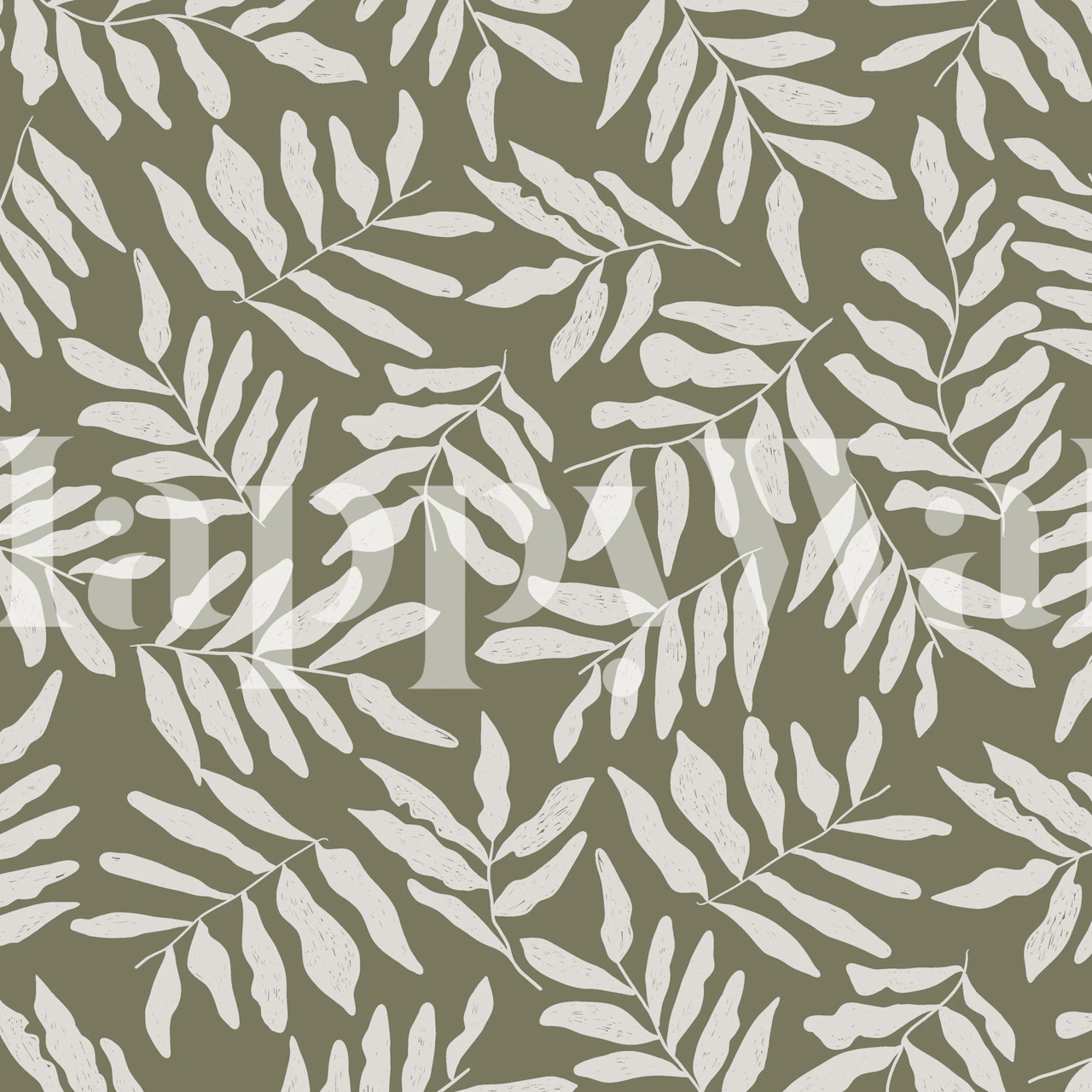 Relajante mural de pared con estampado de hojas verdes llamado Les feuilles 2