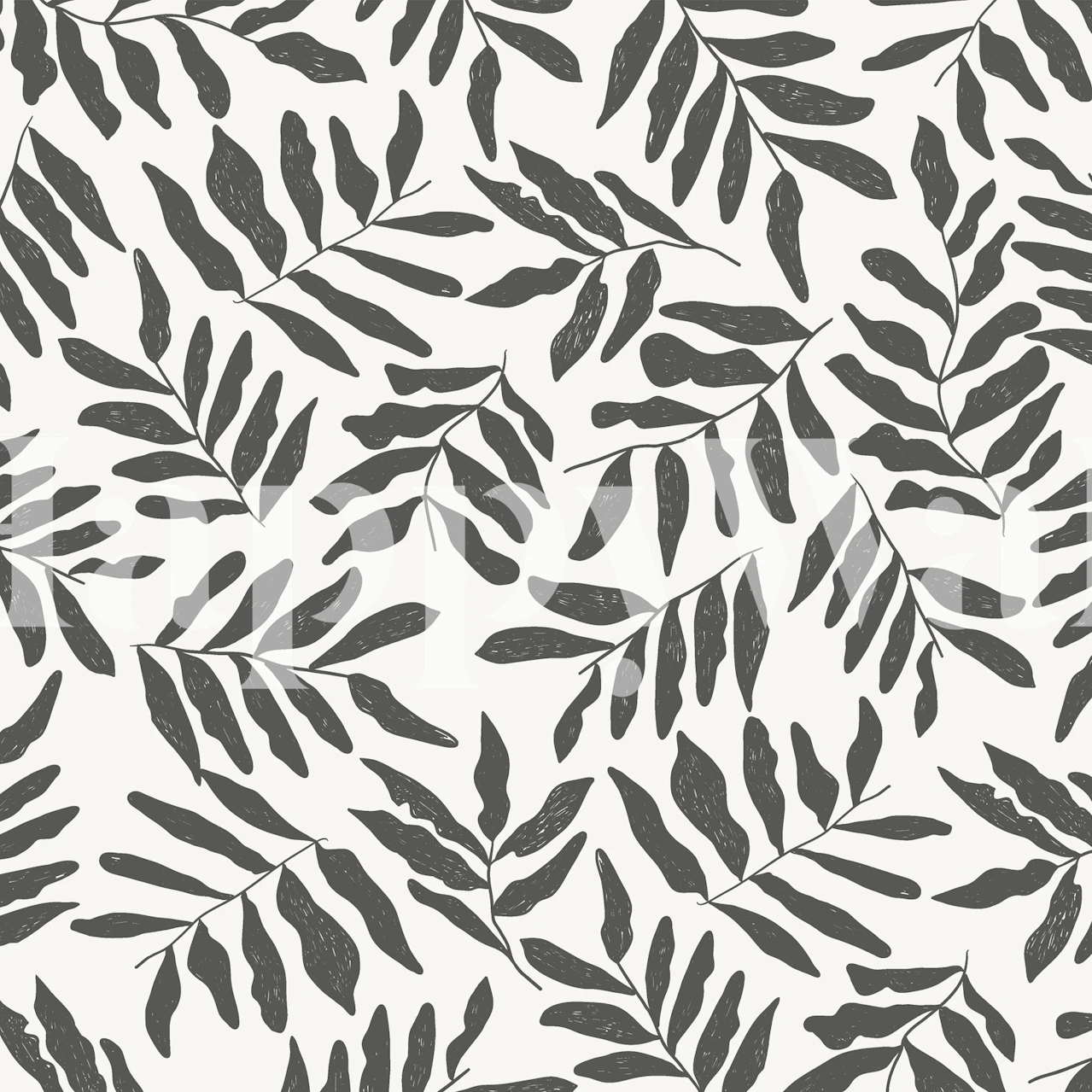 Monochromatic leaf pattern wall mural