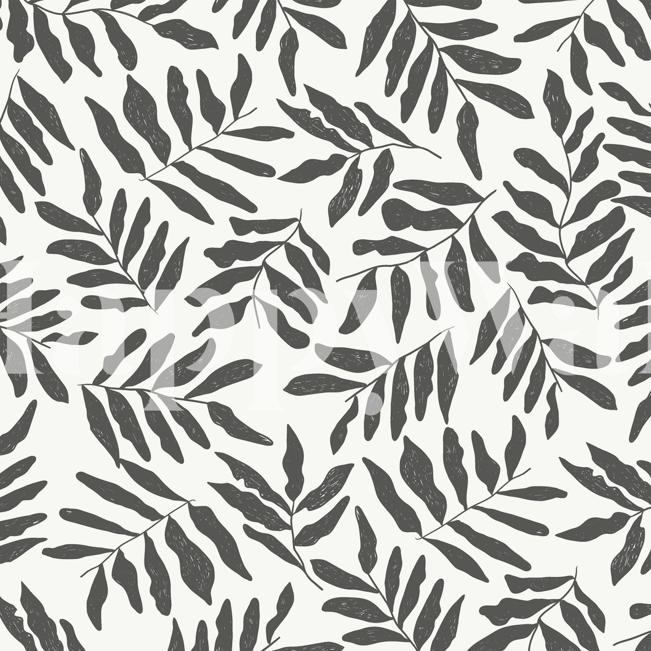 Monochromatic leaf pattern wall mural