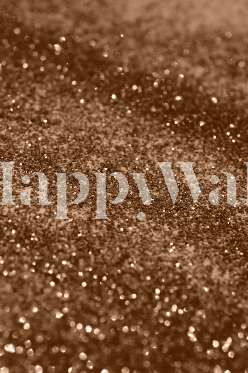 Sparkling Gold Brown Glitter Tapete in einem Raum
