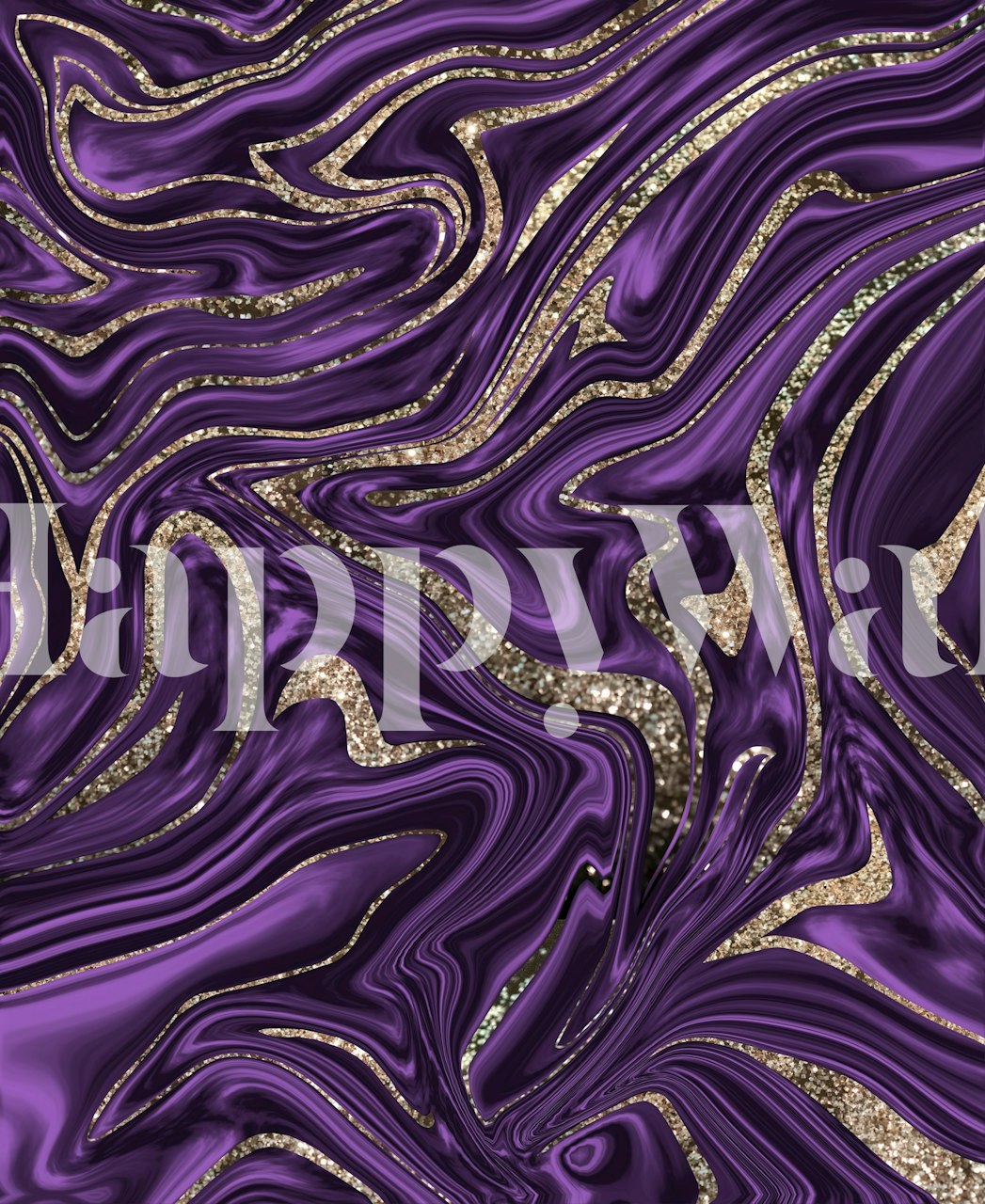 Purple and gold glitter abstract rippling wallpaper