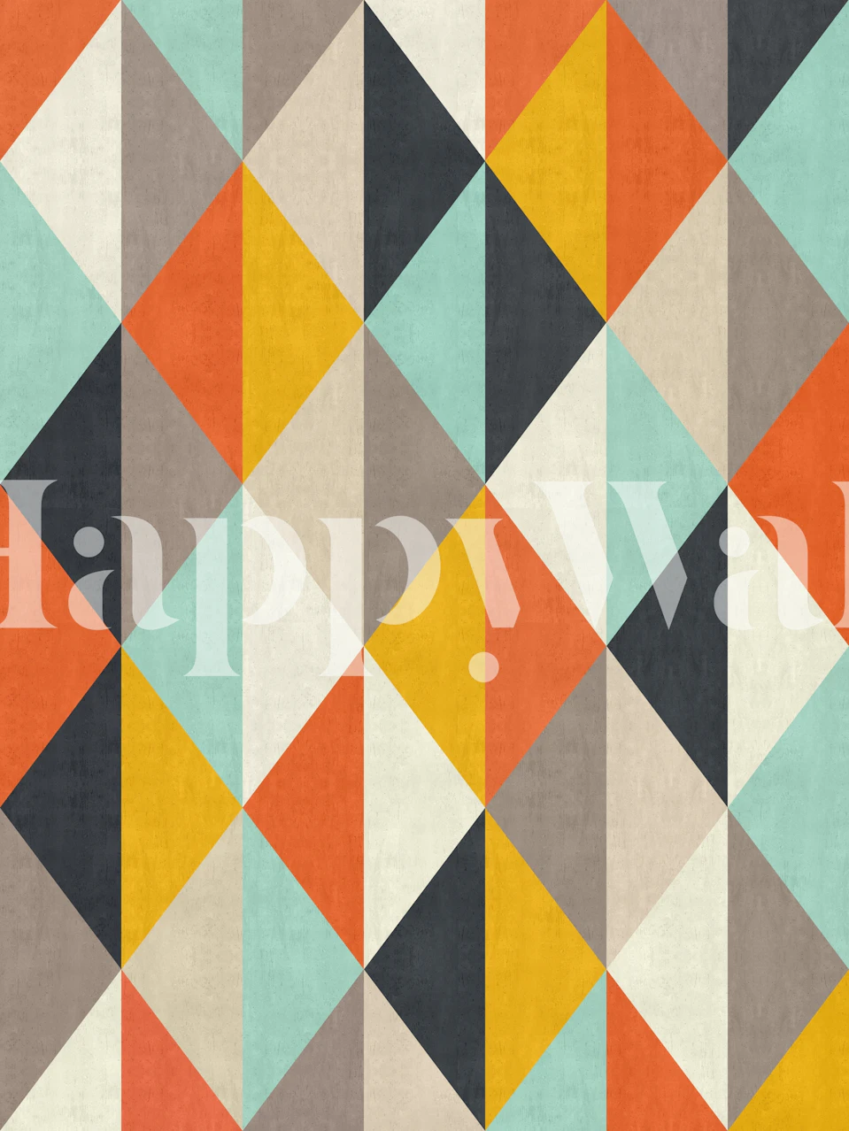 Colorful geometric diamond pattern wallpaper in various shades