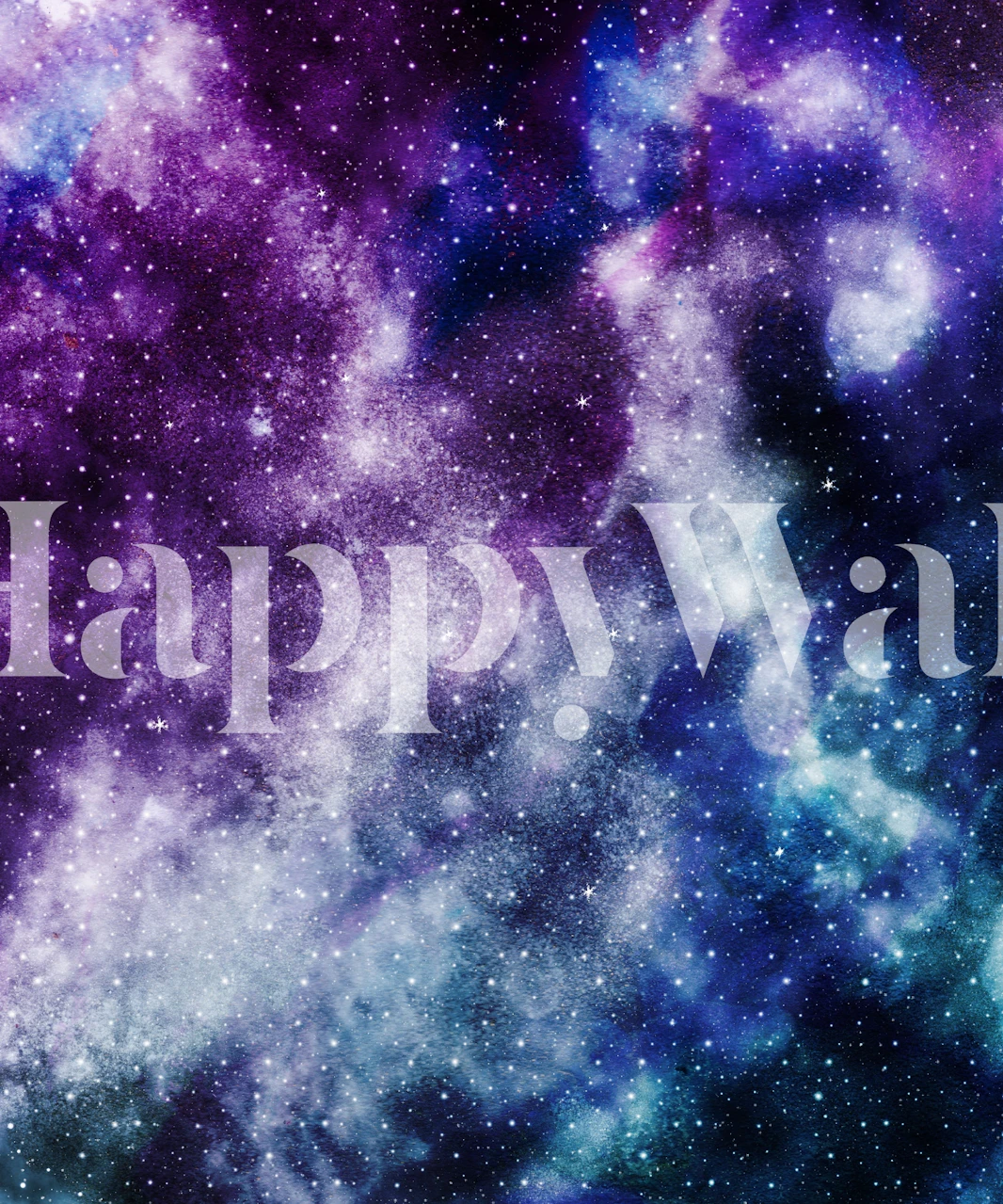 Galaxy nebula design with purple, blue, and teal colors in abstract style wallpaper