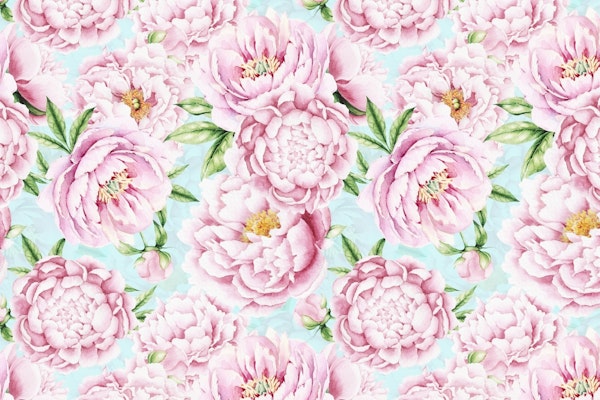Pink Opulent Baroque Peonies On Turquoise