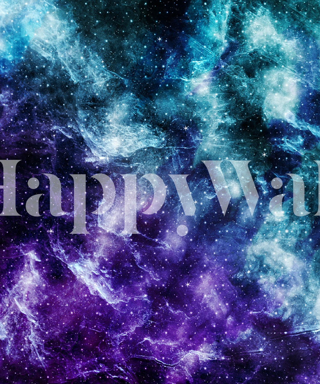 Purple Teal Galaxy Nebula wallpaper in a room