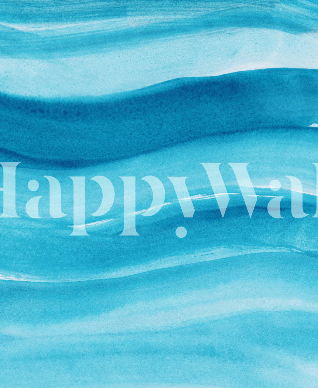 Watercolor ocean waves wallpaper in a room