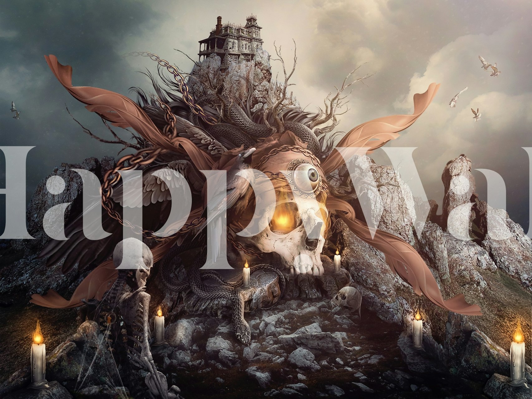 Tapeta Deadly Skull o dramatycznym wzorze