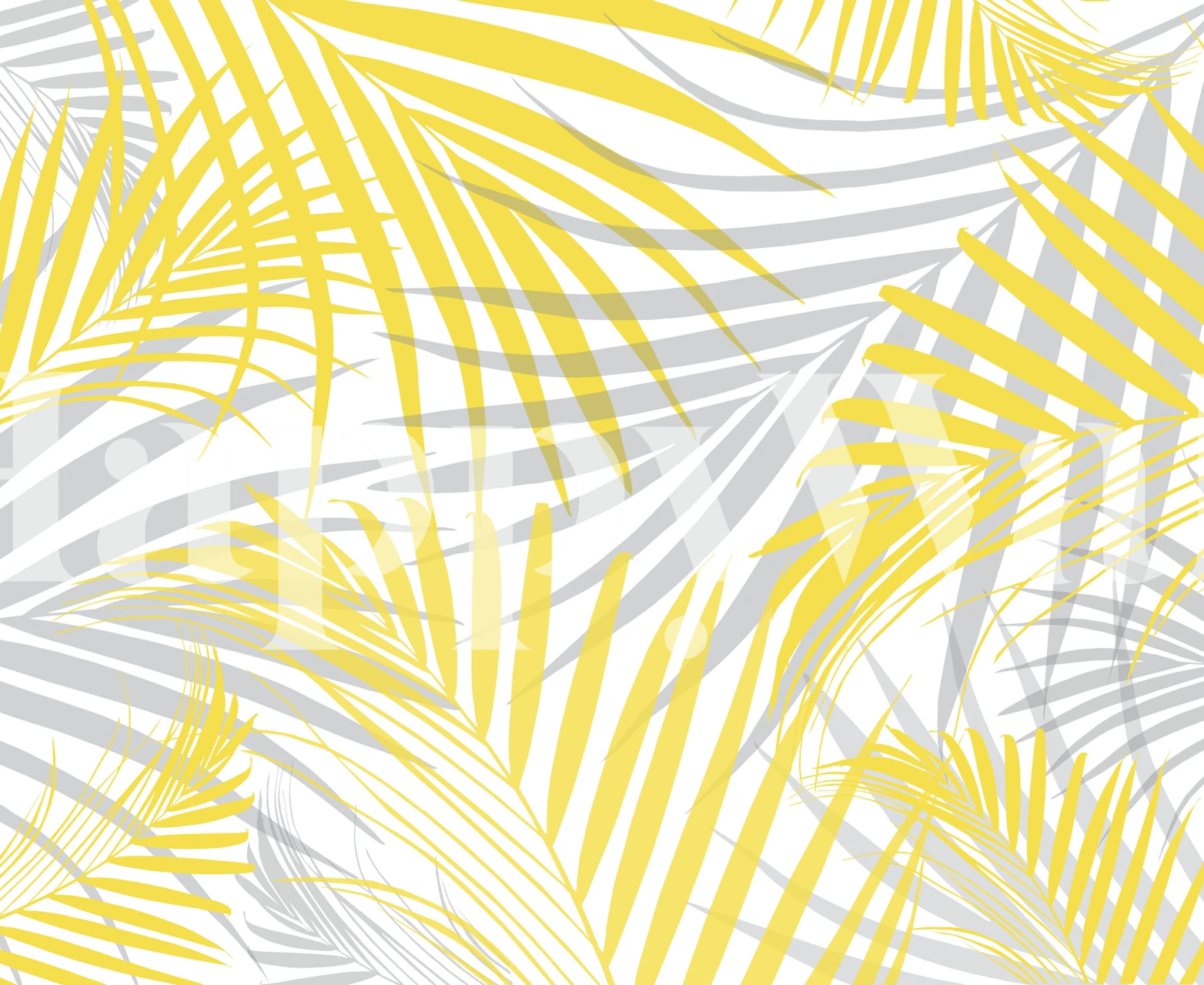 Yellow palm leaves on a gray and white background wallpaper