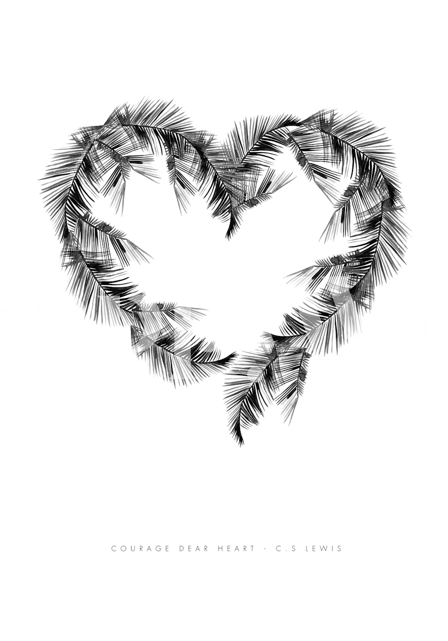 Tapeta dizajn Palm leaf heart u sobi