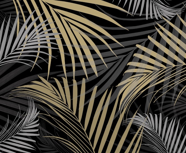 Gold Gray Palm Leaves 1