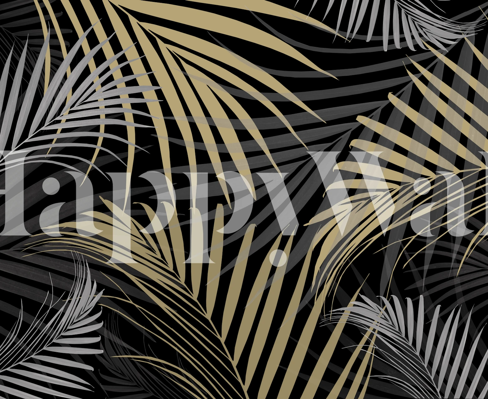 Gold og gray palm leaves tapetdesign