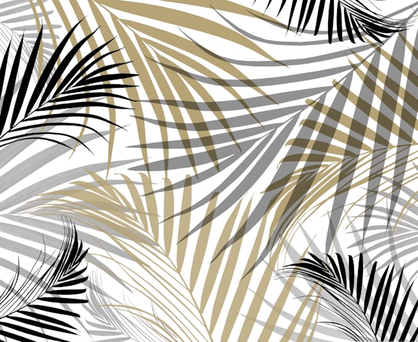 Gold Gray Black Palm Leaves 2