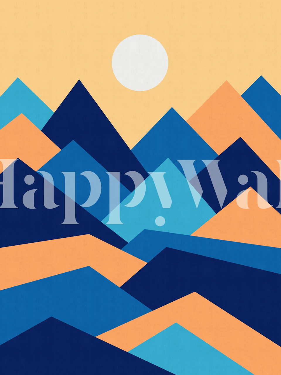 Geometric forest wallpaper in a room