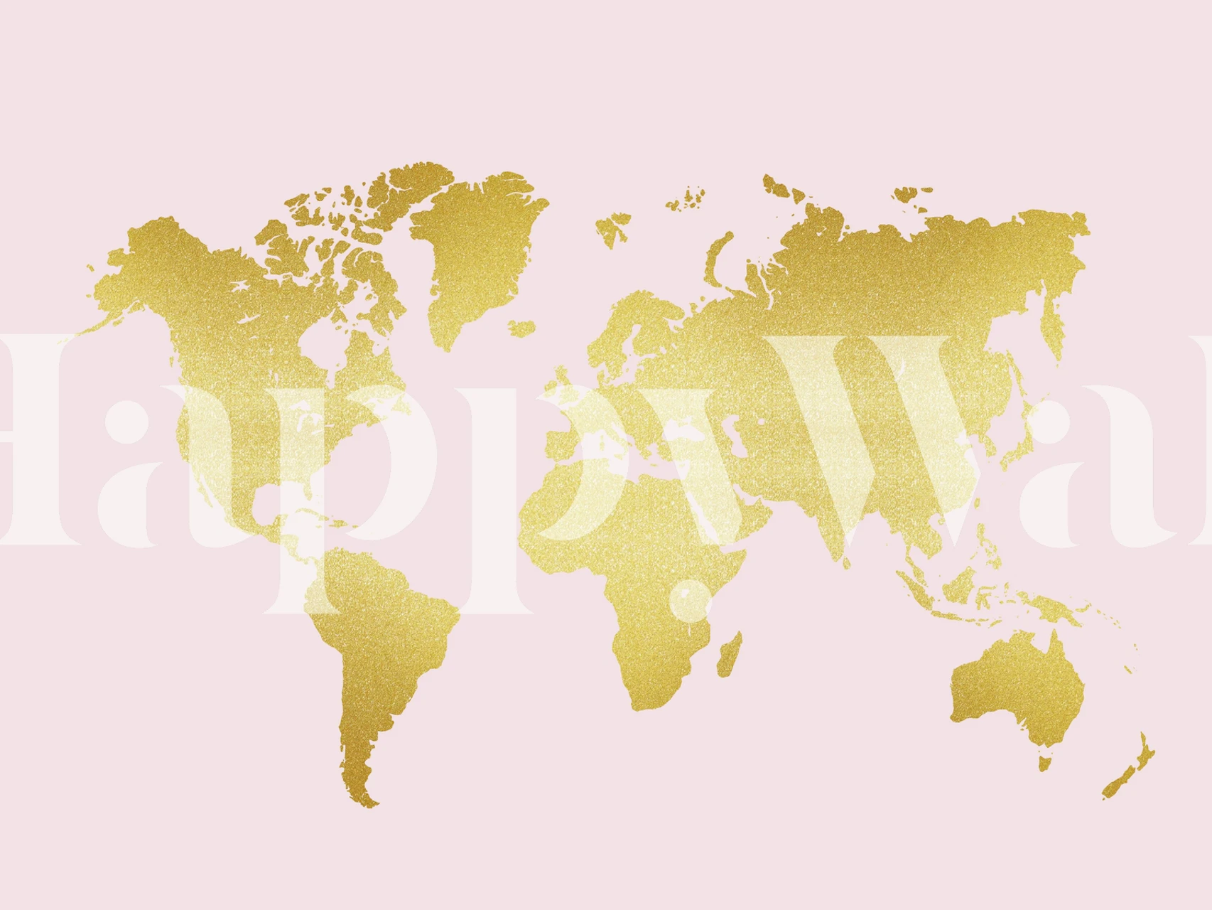 Gold world map design on soft pink background wallpaper