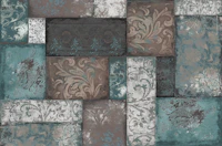 Bohemian Patchwork aqua taupe papiers peint