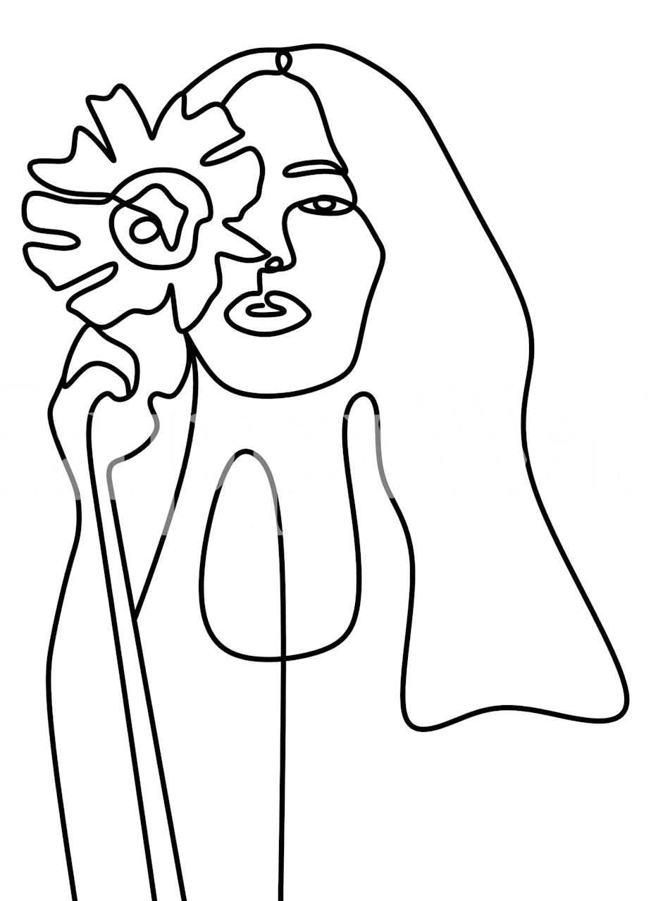 Papel de parede Sunflower Girl em um quarto moderno