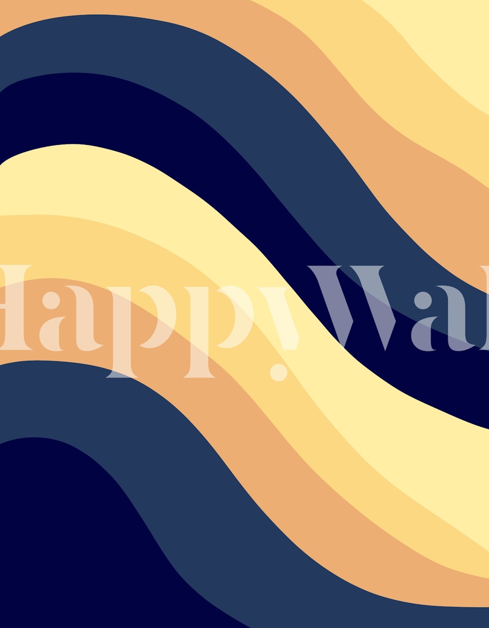 Abstract wavy pattern in navy blue, yellow, and orange wallpaper