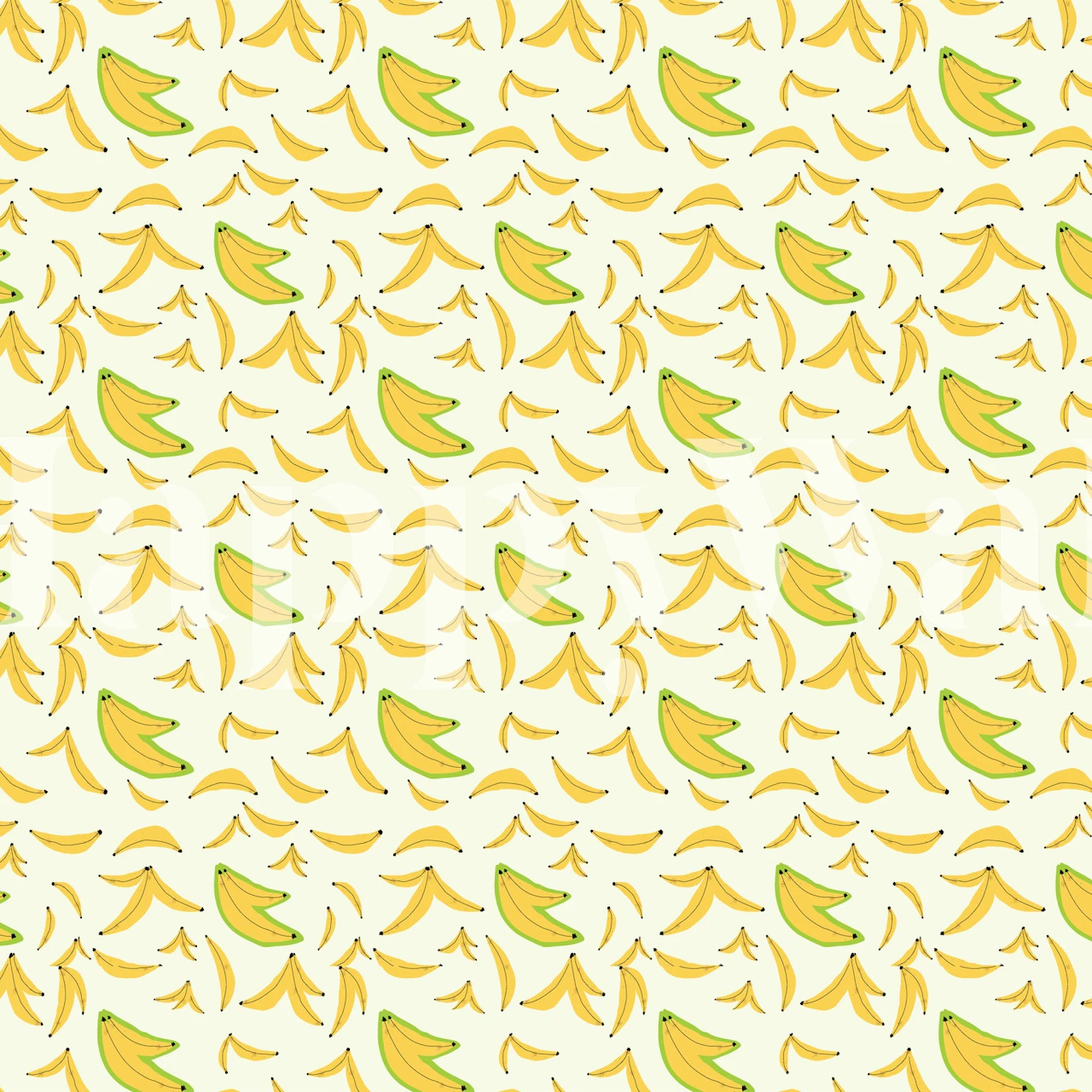 Yellow banana pattern with green accents on a light background wallpaper
