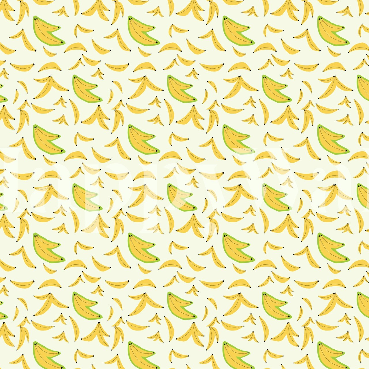 Yellow banana pattern with green accents on a light background wallpaper