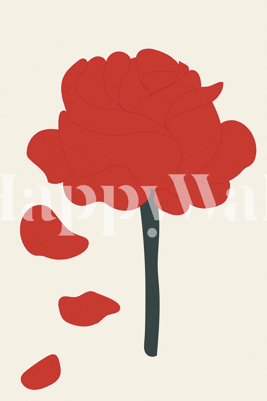 Red rose wallpaper in a room