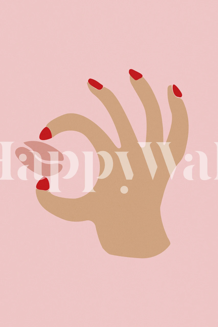 Illustration of a hand making a gesture with pink background wallpaper
