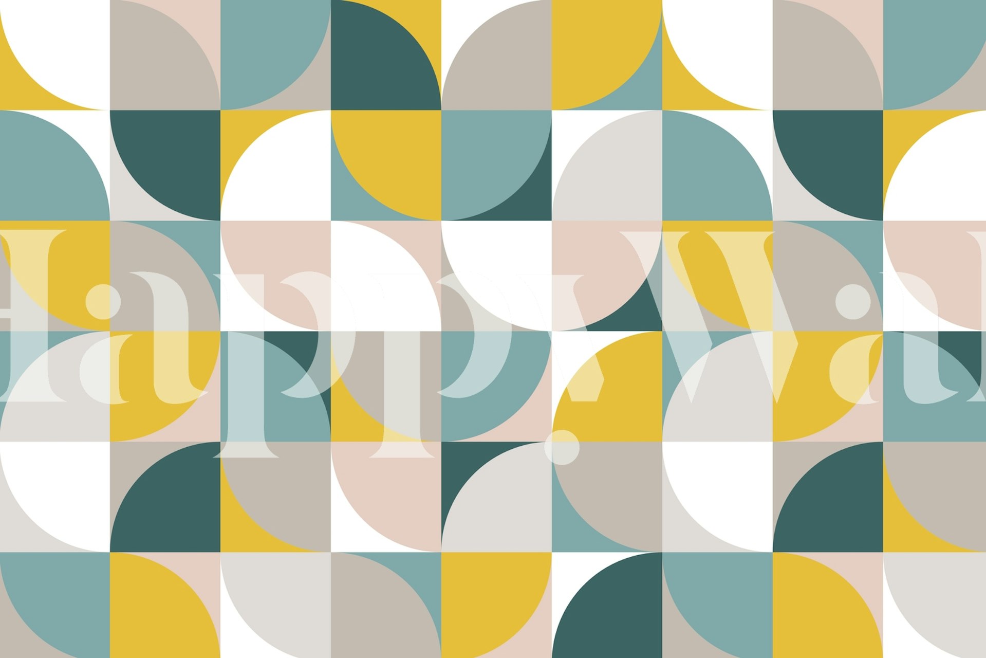 Retro Mod Squares 04 Tapete in einem Raum angezeigt