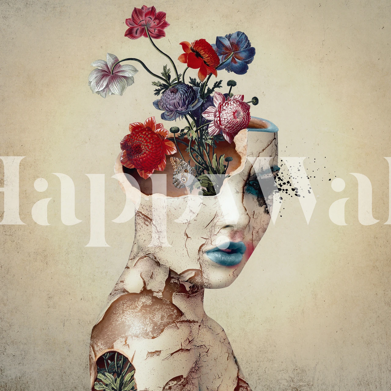 Papel pintado de Broken Beauty con diseño floral