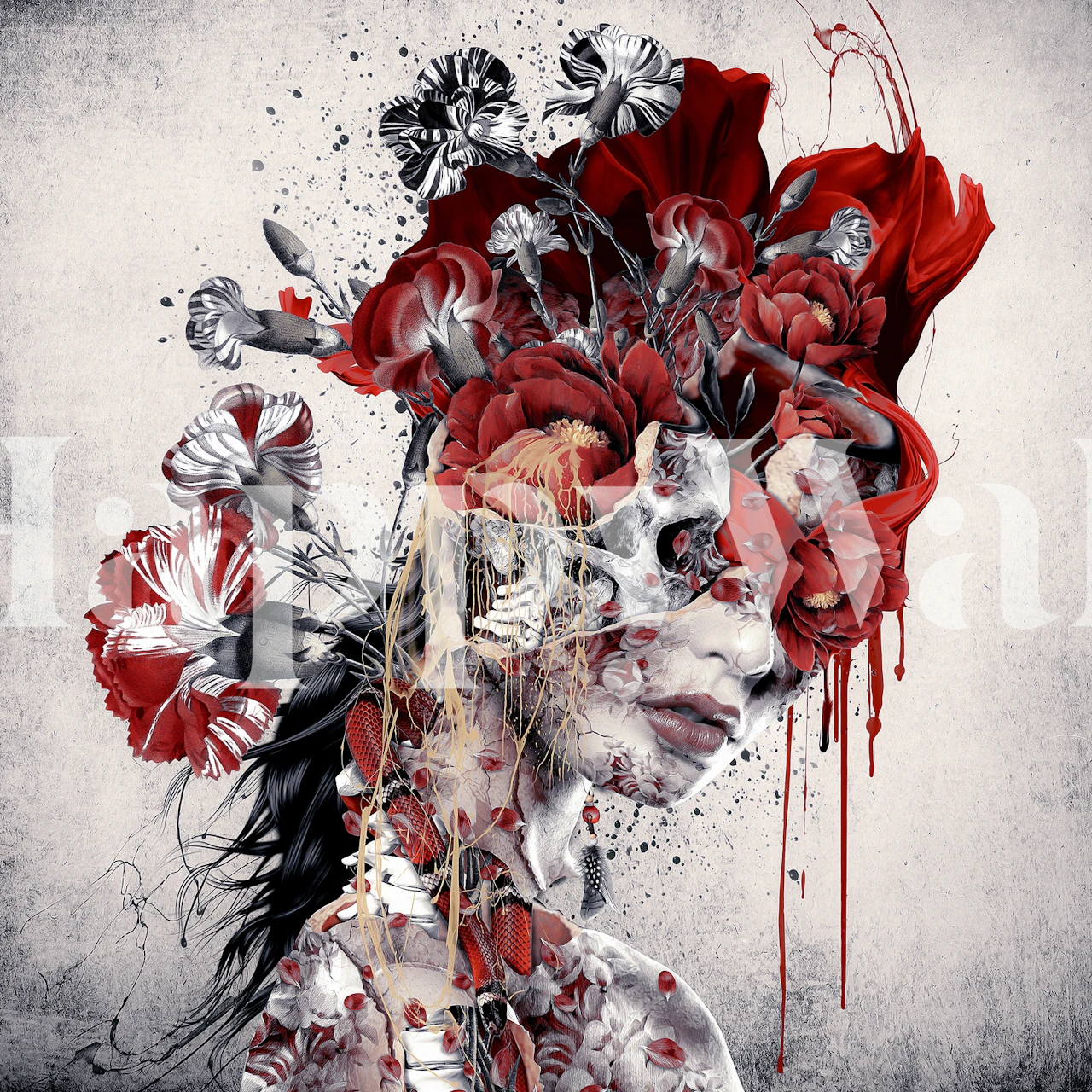 Queen of Skulls wallpaper in a room