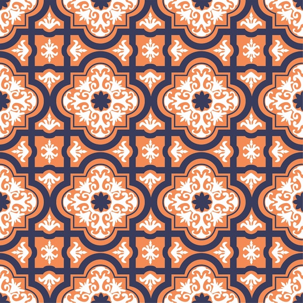 Rust Orange Dark Blue Morrocan