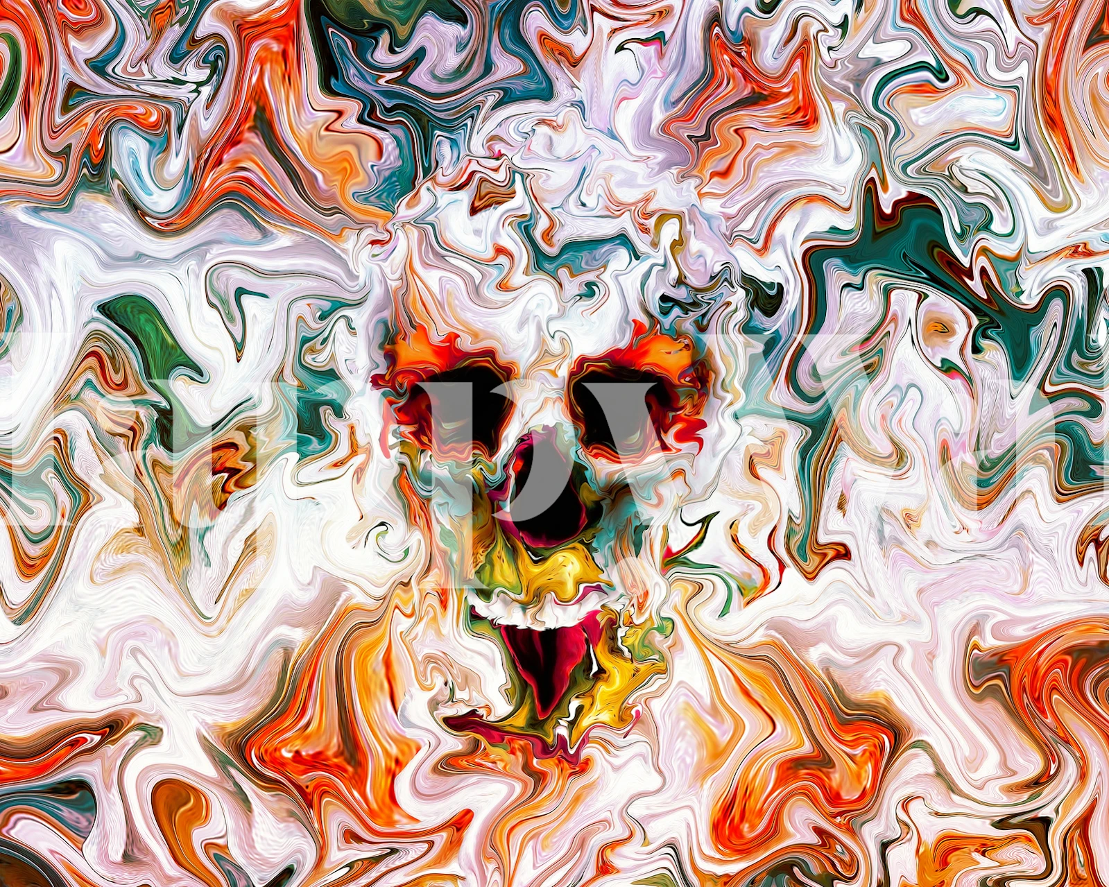 Abstract Skull tapet i et rum