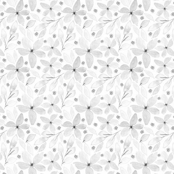 Grey Ink Floral Pattern